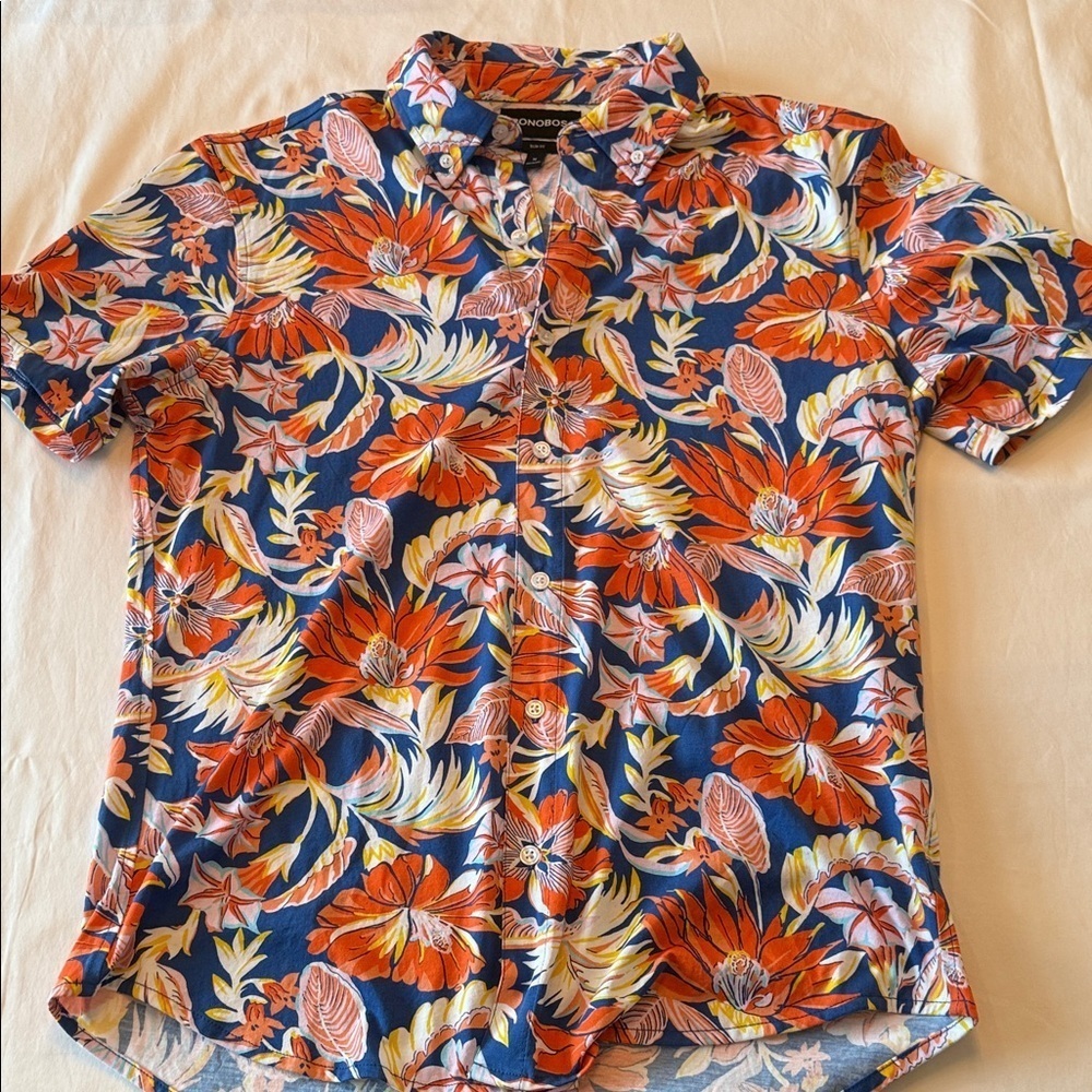 Bonobos Slim Fit Shirt in Orange and Blue Floral